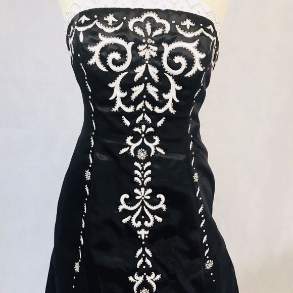 VTG Formal Gown Zum Zum Black White SZ 5/6 - Picture 2 of 6